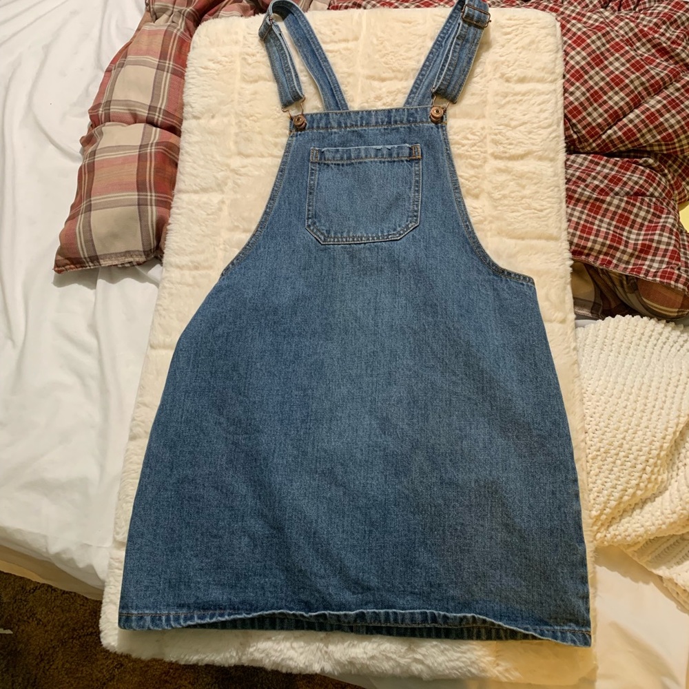 Blue jean dress overalls